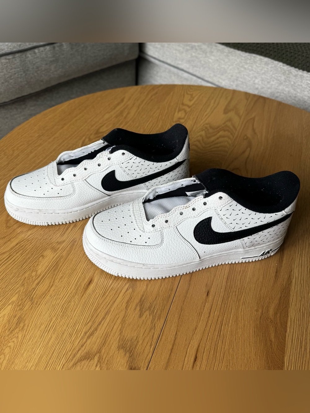 Nike Air Force 1 Low Swooshfetti White Black Sneakers 7Y Women’s 8.5